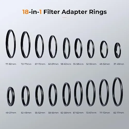 K&F CONCEPT 18 Pieces Filter Ring Adapter Set Review image 2
