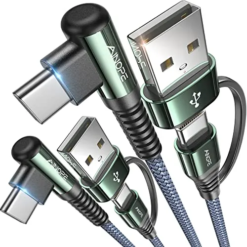 AINOPE Right Angle USB C Cable Review: 60W 2-Pack