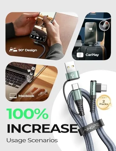 AINOPE Right Angle USB C Cable Review: 60W 2-Pack image 2