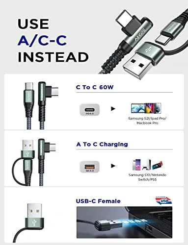 AINOPE Right Angle USB C Cable Review: 60W 2-Pack image 6