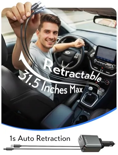 LISEN Retractable Car Charger Review: 75W USB-C Charger image 4