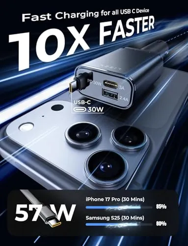 LISEN Retractable USB-C Car Charger Review image 2