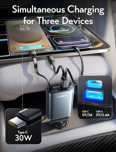 LISEN Retractable USB-C Car Charger Review image 3